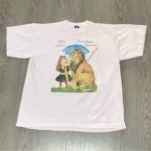 Vintage‎ 90s Animal Protection Society Munich Germany Lion Pink Tee XL